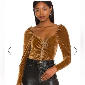 Steve Madden BB Dakota bronze velvet ruched top blouse shirt
